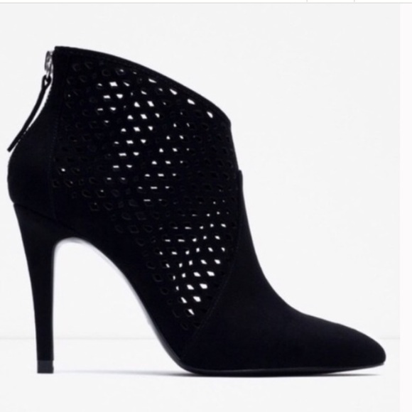 Zara Shoes - Zara Black Perforated Ankle Boots Booties Sz 10